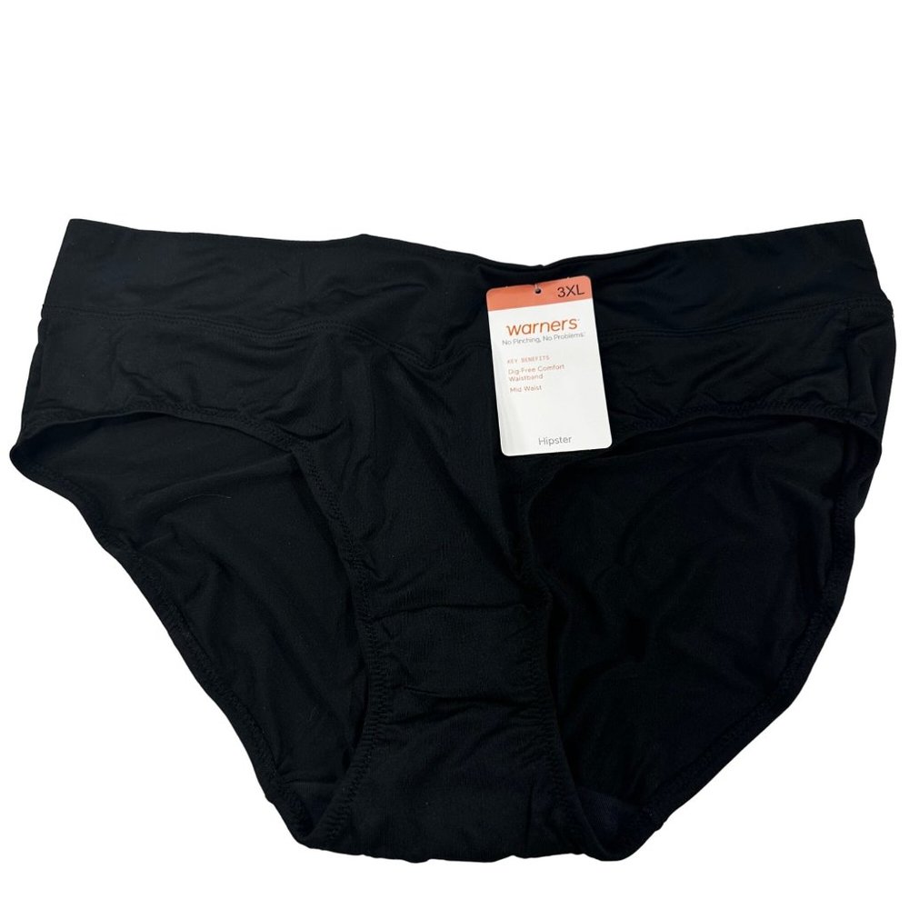 Warner's Women's Size 3XL Panty Brief Hipster No Pinching No Problem Black New